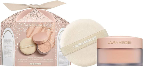 LAURA MERCIER Divinely Flawless Translucent Loose Setting Powder & Puff Gift Set