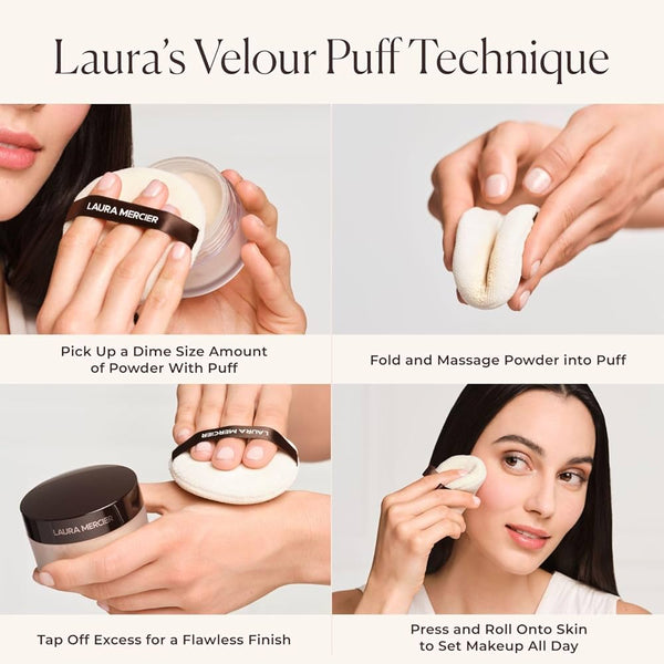LAURA MERCIER Divinely Flawless Translucent Loose Setting Powder & Puff Gift Set