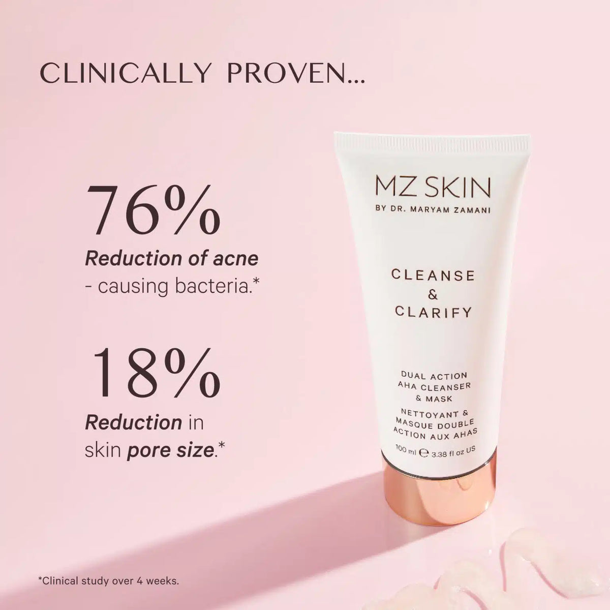 MZ SKIN Cleanse & Clarify Dual Action Aha Cleanser & Mask