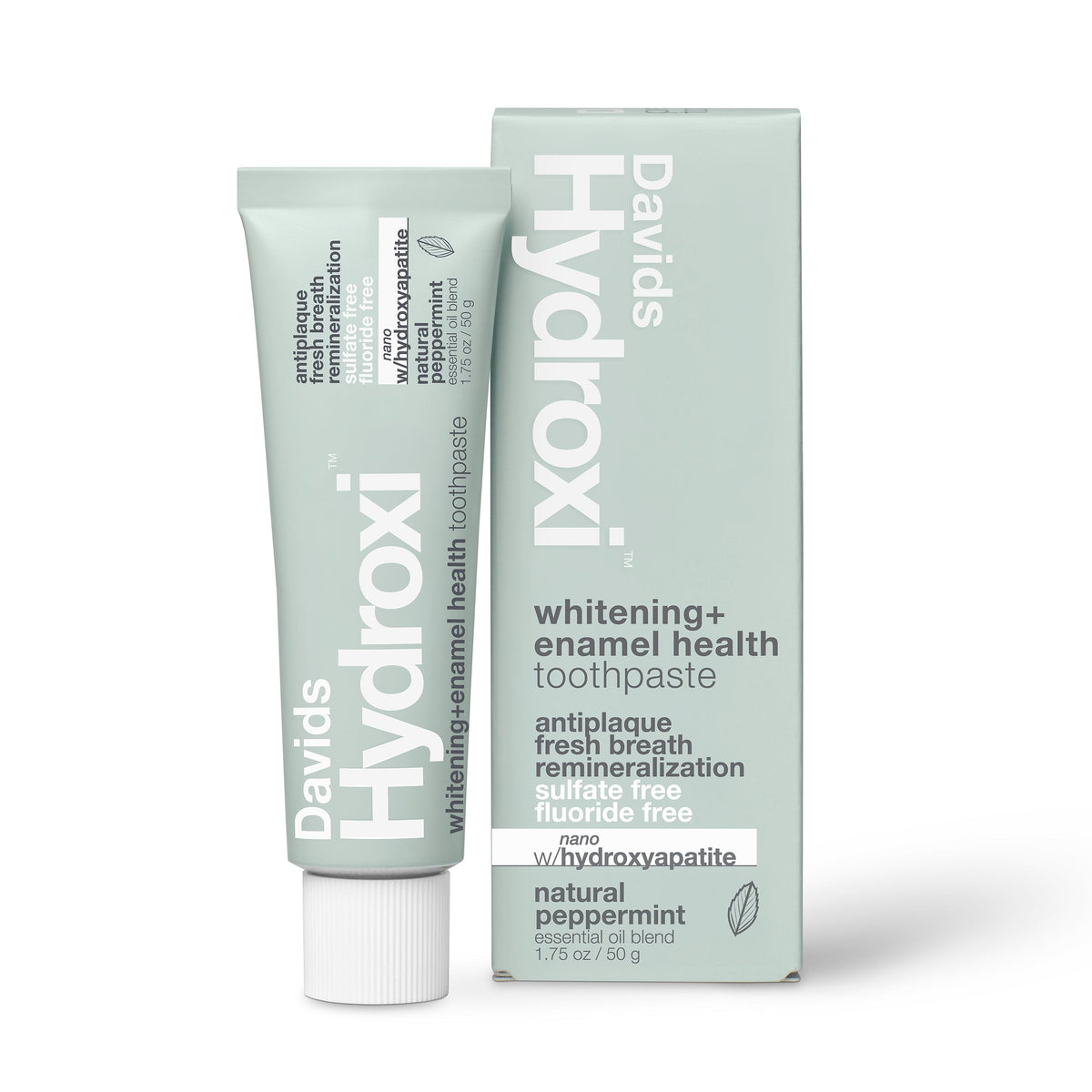 DAVIDS Hydroxi Whitening+ Enamel Health Toothpaste Natural Peppermint with carton