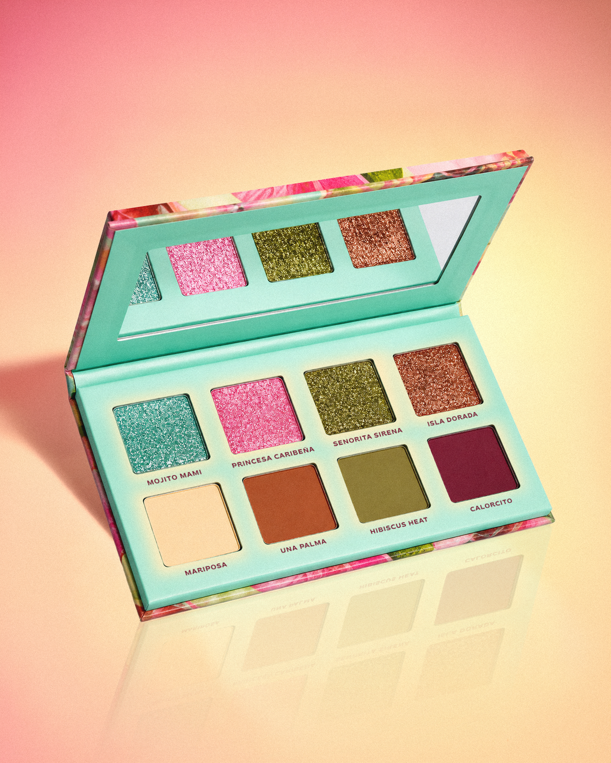 ALAMAR COSMETICS Princesa Del Caribe Pressed Pigment Palette open, showing 8 shades