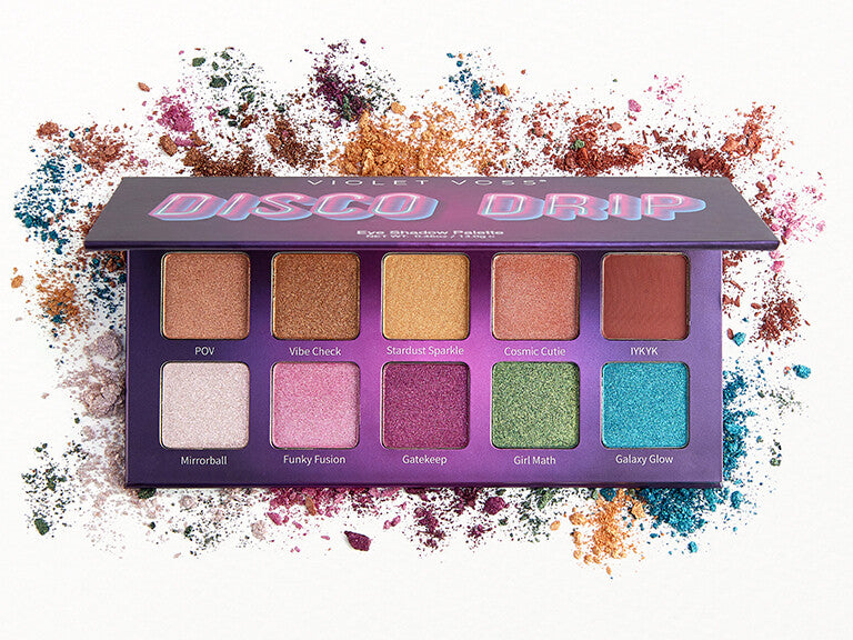 VIOLET VOSS Disco Drip Eye Shadow Palette - open palette with shade names